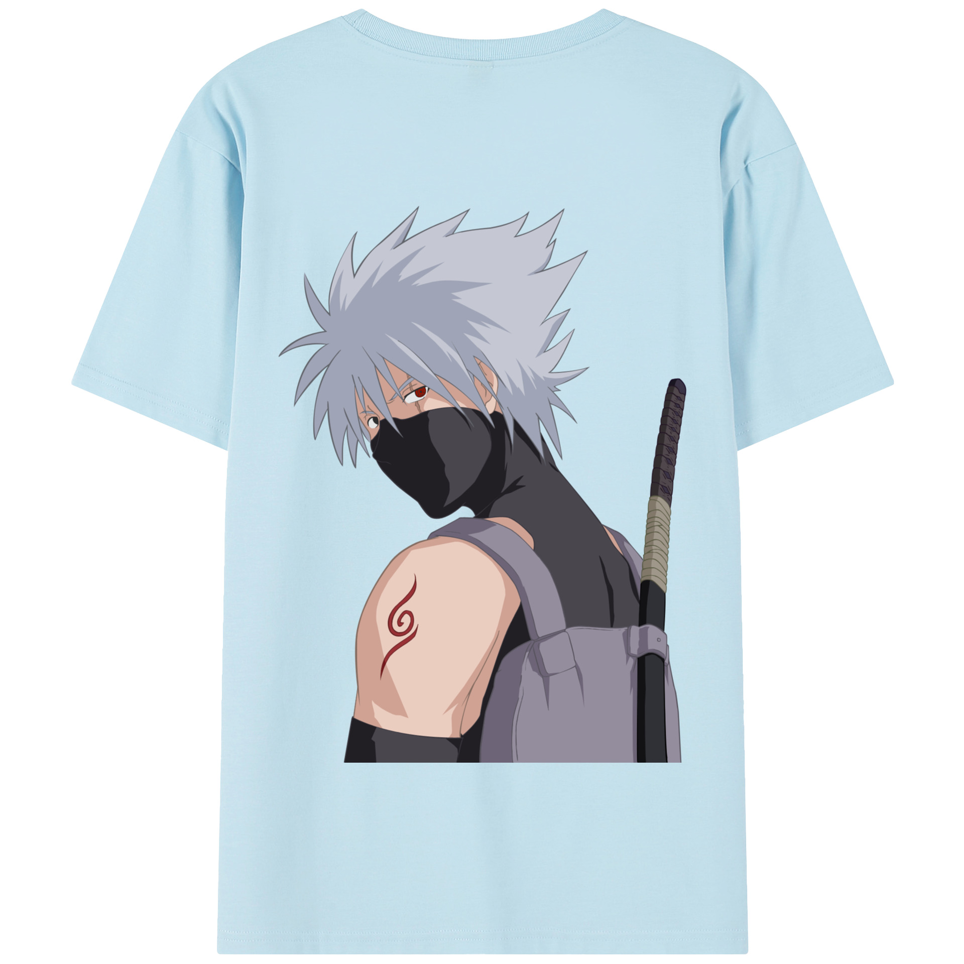 （画像用） NARUTO -ナルト- はたけ カカシ Hatake Kakashi 綿100％半袖Tシャツ（背面プリント）